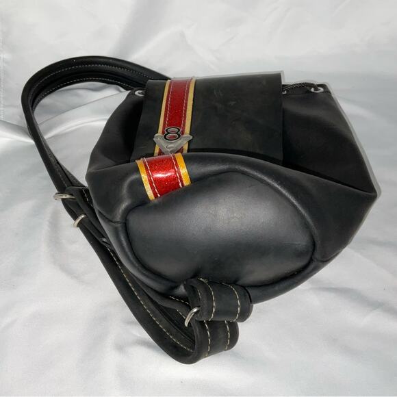 RARE LITTLEARTH 1990S RECYCLED TRUCK TIRE V8 DECAL BACKPACK PURSE BAG - Picture 6 of 16